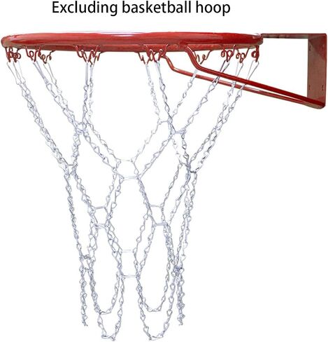 Basketball Net Metal Chain for 12 Loops Rim, 18.5 Inch Heavy Duty Weatherproof Smooth Iron Chain Net with Hooks, Easy to Install Standard Size Replacement for Basketball Hoop in Kuwait