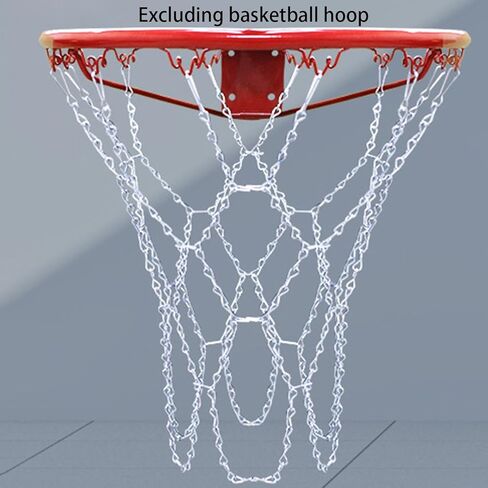 Basketball Net Metal Chain for 12 Loops Rim, 18.5 Inch Heavy Duty Weatherproof Smooth Iron Chain Net with Hooks, Easy to Install Standard Size Replacement for Basketball Hoop in Kuwait