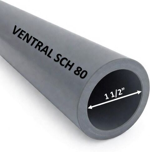 جدول VENTRAL 80 أنبوب PVC 1 1/2 بوصة (1.9 OD)، رمادي، أطوال مقطوعة للصناعة والسباكة والكيماويات والضغط العالي (طول 96 بوصة) in Kuwait