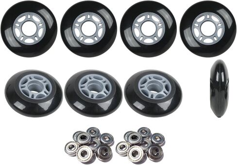 Player's Choice Inline Skate Wheels 80mm 82A Black Outdoor Roller Hockey 8 Pack -ABEC 5 Bearings in Kuwait