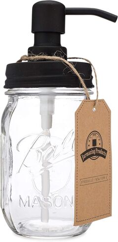 Jarmazing Products Classic Farmhouse Mason Jar Soap Dispenser - Oil-Rubbed Bronze - with 16 Ounce Ball Mason Jar in Kuwait