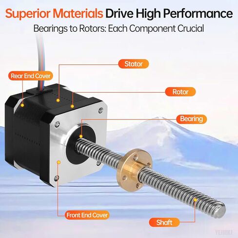 5PCS Nema 17 Stepper Motor TR8x8 100mm T8 Lead Screw 42x39mm 0.44Nm | 42 Step Motor 62.31oz·in 1.8°‌ 1.7A 2.2Ω High Torque 2 Phase Bipolar 4-Lead Cable 1M for 53D Printer DIY Robot CNC Machine in Kuwait