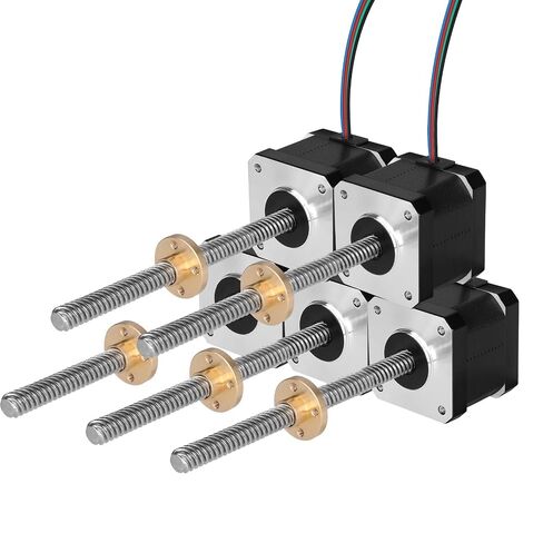 5PCS Nema 17 Stepper Motor TR8x8 150mm T8 Lead Screw 42x39mm 0.44Nm | 42 Step Motor 62.31oz·in 1.8°‌ 1.7A 2.2Ω Bipolar 2 Phase High Torque 4-Wire Cable 1M for 56D Printer DIY Robot CNC Machine in Kuwait