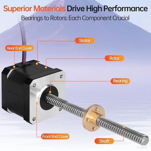 5PCS Nema 17 Stepper Motor TR8x8 150mm T8 Lead Screw 42x39mm 0.44Nm | 42 Step Motor 62.31oz·in 1.8°‌ 1.7A 2.2Ω Bipolar 2 Phase High Torque 4-Wire Cable 1M for 56D Printer DIY Robot CNC Machine in Kuwait