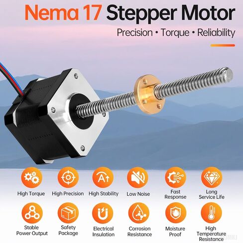 5PCS Nema 17 Stepper Motor TR8x8 150mm T8 Lead Screw 42x39mm 0.44Nm | 42 Step Motor 62.31oz·in 1.8°‌ 1.7A 2.2Ω Bipolar 2 Phase High Torque 4-Wire Cable 1M for 56D Printer DIY Robot CNC Machine in Kuwait