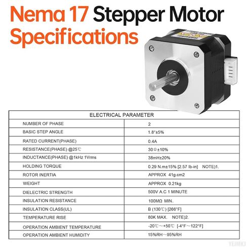 3 عبوات Nema 17 محرك متدرج 42 × 34 مم 0.29 نيوتن متر (41.07 أونصة · بوصة) 0.4 أمبير 30 أوم | 42 محرك متدرج ثنائي القطب عزم دوران عالي 2 المرحلة رمح 24 مللي متر φ5 مللي متر 4-كابل رصاص 1 متر للطابعة ثلاثية الأبعاد لتقوم بها بنفسك روبوت ماكينة بتحكم رقمي با in Kuwait