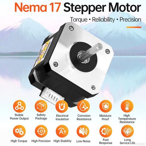 3 عبوات Nema 17 محرك متدرج 42 × 34 مم 0.29 نيوتن متر (41.07 أونصة · بوصة) 0.4 أمبير 30 أوم | 42 محرك متدرج ثنائي القطب عزم دوران عالي 2 المرحلة رمح 24 مللي متر φ5 مللي متر 4-كابل رصاص 1 متر للطابعة ثلاثية الأبعاد لتقوم بها بنفسك روبوت ماكينة بتحكم رقمي با in Kuwait