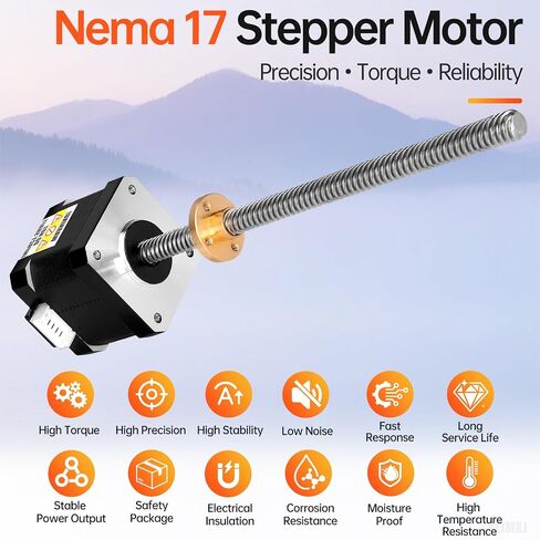 3 قطعة Nema 17 محرك متدرج TR8x8 310 مللي متر T8 الرصاص المسمار 42x40 مللي متر 0.44Nm | محرك 42 خطوة 62.31 أونصة · في 1.8 درجة‌ 1.7A 1.7Ω عزم دوران عالٍ 2 المرحلة ثنائي القطب 4-كابل الرصاص 1 متر للطابعة 37D لتقوم بها بنفسك روبوت ماكينة بتحكم رقمي بالكمبيوت in Kuwait