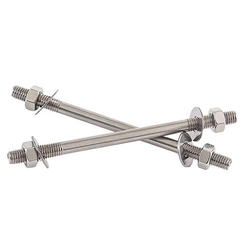 M10 304 Stainless Steel Double Ended Through-Wall Bolts, 14-Size Threaded Rod Kit (40mm-120mm) with Nuts and Washers (M10*45 (2 Sets)) in Kuwait