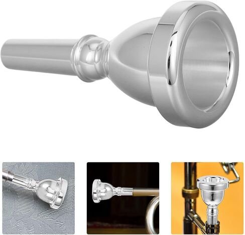 Holibanna Silver Plated Bass Mouthpiece Copper Material for Tuba and Trombone with Strong Compatibility and Ergonomic Design Musical Instrument Accessory for Brass Players in Kuwait