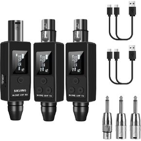 نظام الميكروفون اللاسلكي UHF Professional XLR Transmitter+Receiver، يدعم الميكروفونات الديناميكية/المكثفة والطاقة الوهمية 48 فولت، مناسب للجيتار الكهربائي، والباس، والخلاطات، وأنظمة PA (سحب واحد اثنين) in Kuwait