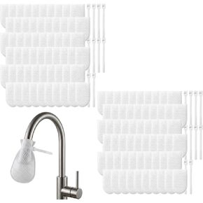 100 PCS Faucet Filter Cotton Bag, 100 Filter Bags with 20 Straps for Kitchen Faucet, Multi-Layer Filtration for Sediment and Rust Reduction, Softened Water Flow for Daily Household Use in Kuwait