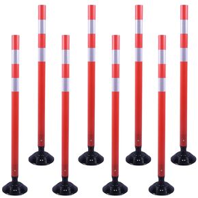OrangeStar 8 Pack Delineator Post 48 بوصة مخاريط تحديد حركة المرور الحمراء مع قاعدة قابلة للتثبيت للسلامة على الطرق، ومواقف السيارات in Kuwait