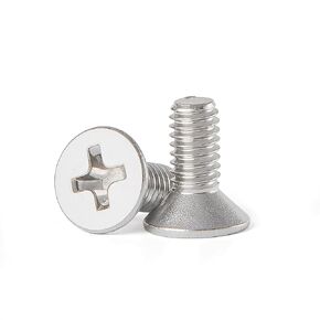 M5-0.8 x 10mm Phillips Flat Countersunk Head Machine Screws, 304 Stainless Steel, Full Thread Fasteners (50-Pack) - Electrical & Switch Plate Screws for Electronics & Hardware in Saudi Arabia