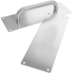 VOSAREA Stainless Steel Commercial Push Pull Door Handle Plate with Stable Construction and Smooth Edges for Commodity Store Doors Silver Finish in Kuwait