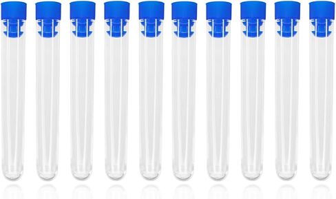 10 Plastic Test Tubes with Screw Caps, 11x1.5cm for Laboratory & DIY Projects in Kuwait