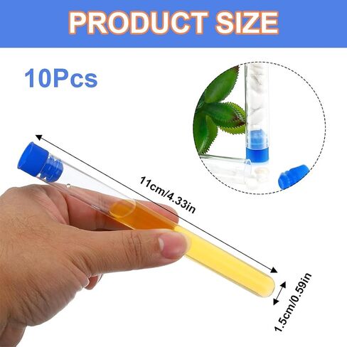 10 Plastic Test Tubes with Screw Caps, 11x1.5cm for Laboratory & DIY Projects in Kuwait