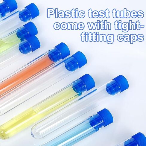 10 Plastic Test Tubes with Screw Caps, 11x1.5cm for Laboratory & DIY Projects in Kuwait