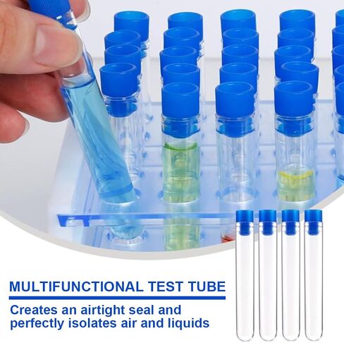 10 Plastic Test Tubes with Screw Caps, 11x1.5cm for Laboratory & DIY Projects in Kuwait