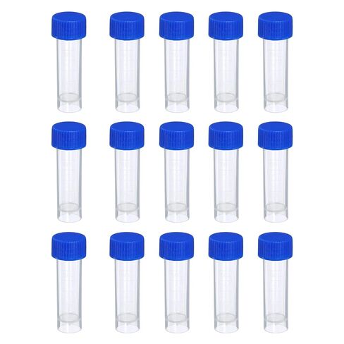 5mL Plastic Test Tubes, 15 Pack Frozen Container Storage Blue Screw Cap for Lab Laboratory Science, Clear in Kuwait