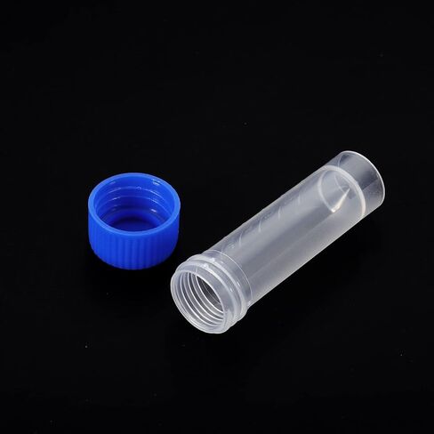 5mL Plastic Test Tubes, 15 Pack Frozen Container Storage Blue Screw Cap for Lab Laboratory Science, Clear in Kuwait