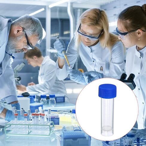 5mL Plastic Test Tubes, 15 Pack Frozen Container Storage Blue Screw Cap for Lab Laboratory Science, Clear in Kuwait