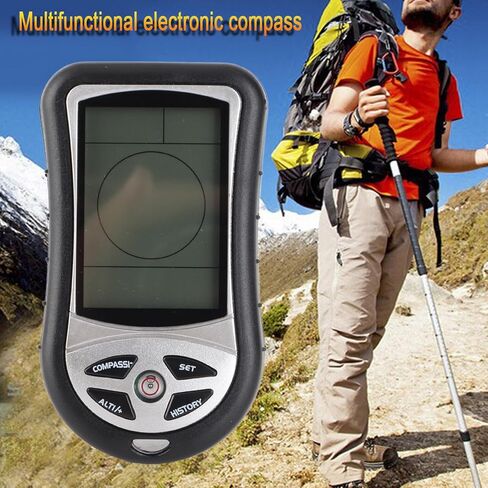 Black Multi Function Digital Altimeter Barometer Compass Weather Forecast Tool for Outdoor Hiking Camping Mountaineering in Kuwait