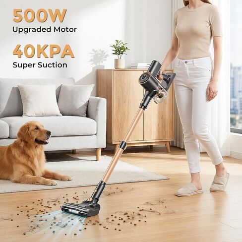 Cordless Vacuum Cleaner, Stick Vacuum with LED Display, Real-Time Battery Level Rechargeable Cordless Vacuum with 2 Adjustable Suction Modes, 40 Mins Runtime Handheld Vacuum for Home（Black Rose） in Kuwait