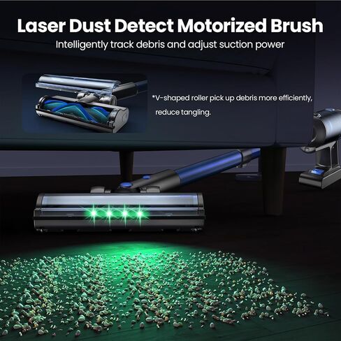 V25 Cordless Vacuum Cleaner, 680W 60Kpa Powerful Stick Vacuum with Dust Sensor, Digital Display, 4000mAh Rechargeable Battery up to 60Mins, Versatile for Pet Hair, Floor, Carpet (Cobalt) in Saudi Arabia