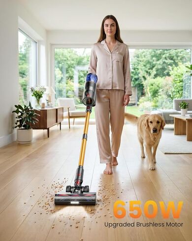 Cordless Vacuum Cleaner, 65KPA 650W 70Mins Stick Vacuum Cordless with Three Suction Modes, Self-Standing&LED Touch Screen, Anti-Tangle Brush, Vacuum Cleaners for Home/Pet Hair/Carpet in Kuwait