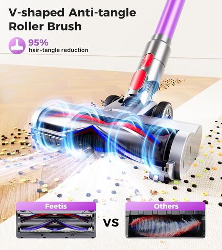 Cordless Vacuum Cleaner,Upgraded 550W 45KPA Vacuum Cleaners for Home, 60Mins Stick Vacuum with Self-Standing,LED Display,Anti-Tangle,8-in-1 Wireless Vacuum for Carpet, Hardwood Floor & Pet Hair in Kuwait