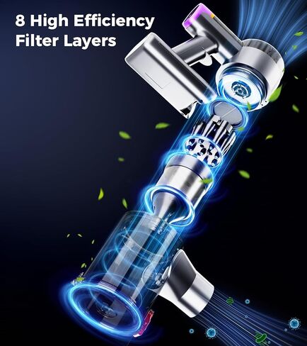 Cordless Vacuum Cleaner,Upgraded 550W 45KPA Vacuum Cleaners for Home, 60Mins Stick Vacuum with Self-Standing,LED Display,Anti-Tangle,8-in-1 Wireless Vacuum for Carpet, Hardwood Floor & Pet Hair in Kuwait