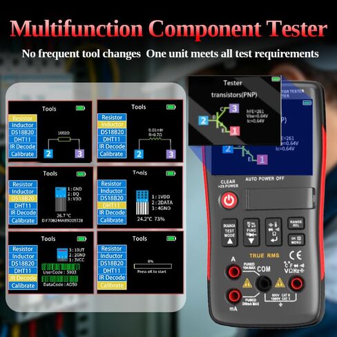 ZOTEK-XT1 2 in 1 Transistor Tester Multimeter, 25000-count Multimeter, Current, Voltage and Resistance Tester, Mosfet Transistor Capacitor SMD Electronic Component Tester, SCR PNP NPN ESR Meter in Kuwait