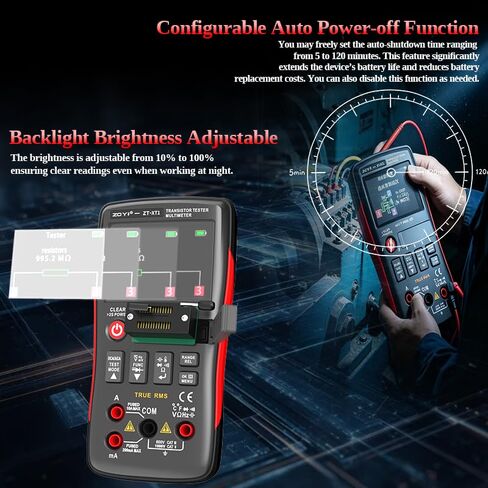 ZOTEK-XT1 2 in 1 Transistor Tester Multimeter, 25000-count Multimeter, Current, Voltage and Resistance Tester, Mosfet Transistor Capacitor SMD Electronic Component Tester, SCR PNP NPN ESR Meter in Kuwait
