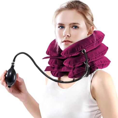 Neck Stretcher, Cervical Traction Device, Neck Traction Device, Adjustable Inflatable Neck Braces for Neck Pain and Support, Neck Stretcher Cervical Traction, Neck Decompression Home Use (Gray) in Kuwait