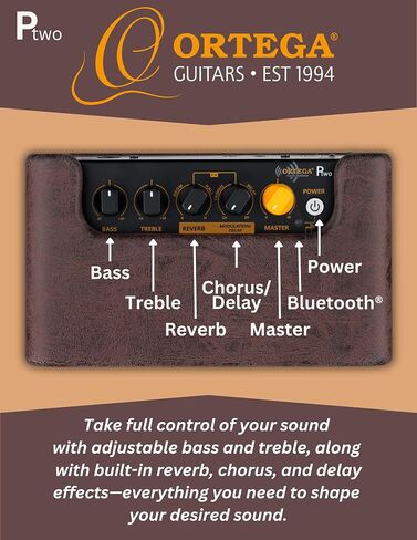 Ortega Guitars PTWO Bundle 12-Watt Bluetooth® Pocket Acoustic Amplifier with Built-In Effects w/Pro gig bag (PTWO-BU) in Kuwait
