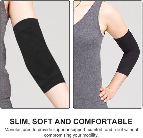 VALICLUD 2 Pairs Black Elbow Sleeves for Superior Support and Relief, Elastic Fiber and Chinlon Material, Outdoor Sun Protection Arm Covers for Sports and Tattoo Scar Concealment in Kuwait
