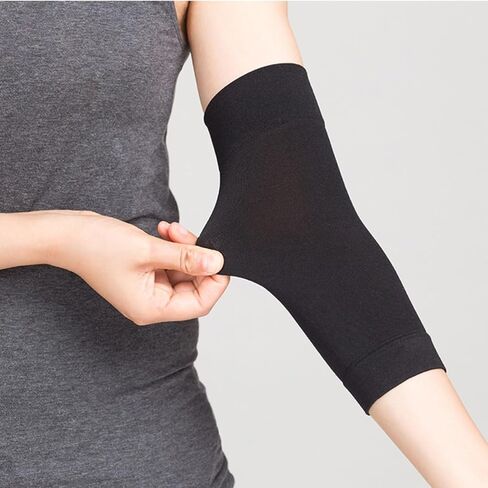VALICLUD 2 Pairs Black Elbow Sleeves for Superior Support and Relief, Elastic Fiber and Chinlon Material, Outdoor Sun Protection Arm Covers for Sports and Tattoo Scar Concealment in Kuwait