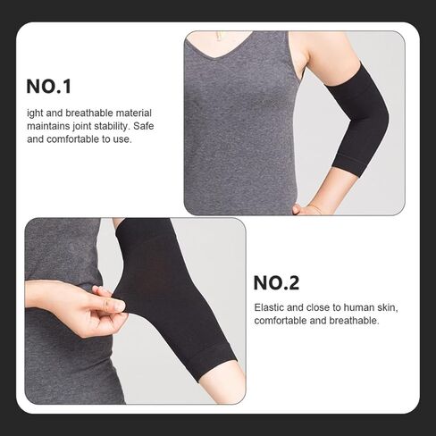 VALICLUD 2 Pairs Black Elbow Sleeves for Superior Support and Relief, Elastic Fiber and Chinlon Material, Outdoor Sun Protection Arm Covers for Sports and Tattoo Scar Concealment in Kuwait