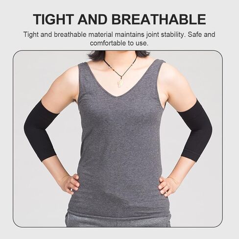 VALICLUD 2 Pairs Black Elbow Sleeves for Superior Support and Relief, Elastic Fiber and Chinlon Material, Outdoor Sun Protection Arm Covers for Sports and Tattoo Scar Concealment in Kuwait