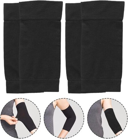 VALICLUD 2 Pairs Black Elbow Sleeves for Superior Support and Relief, Elastic Fiber and Chinlon Material, Outdoor Sun Protection Arm Covers for Sports and Tattoo Scar Concealment in Kuwait