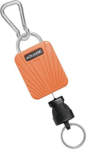 nitescuba Scuba Gear Retractable Gear Tethers, Heavy-Duty Dive Clip Lanyard with 316 Stainless Steel Snap Hook, Split Ring and 58cm (22.83″) Quick-Release Extension Cord for Dive Light & Camera-orange in Kuwait