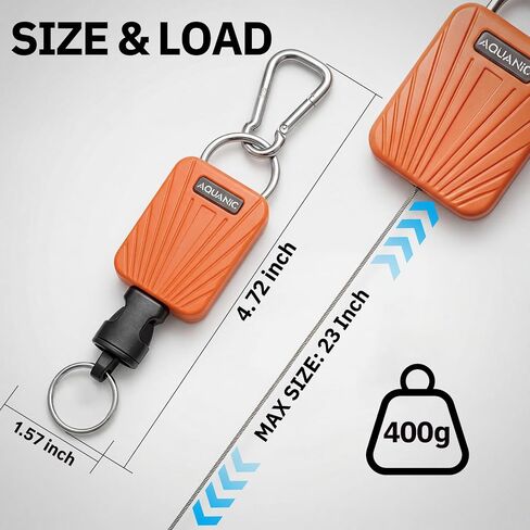 nitescuba Scuba Gear Retractable Gear Tethers, Heavy-Duty Dive Clip Lanyard with 316 Stainless Steel Snap Hook, Split Ring and 58cm (22.83″) Quick-Release Extension Cord for Dive Light & Camera-orange in Kuwait
