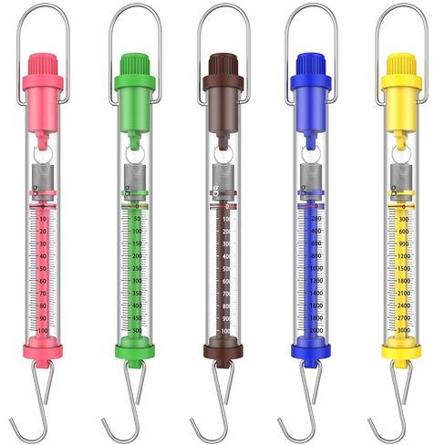 Plastic Tubular Spring Scale, Sciencent Set of 5 Spring Balance Hanging Spring Scale Set, Grams & Newton Calibration,Capacity Zeroing Capability,1N, 5N, 10N, 20N,30N in Kuwait