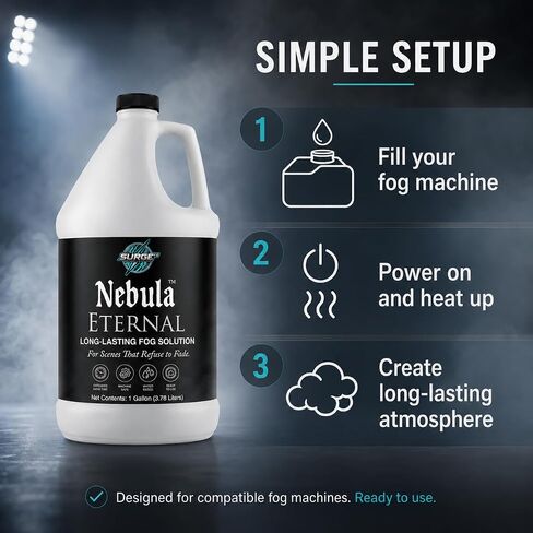 سائل الضباب الأبدي طويل الأمد من SurgeFX Nebula، 1 جالون - عصير الضباب المستمر الكثيف للمنازل المسكونة والمسرح وعروض الليزر in Kuwait