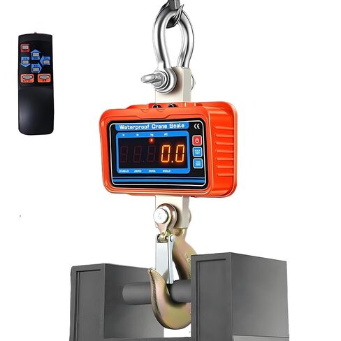 3000kg/6600lbs Digital Crane Scale, Waterproof Industrial Scale, Rechargeable Hanging Scale with Remote Shackle & Hook, Division 0.5kg, LED Display, KG/LBS/N in Kuwait