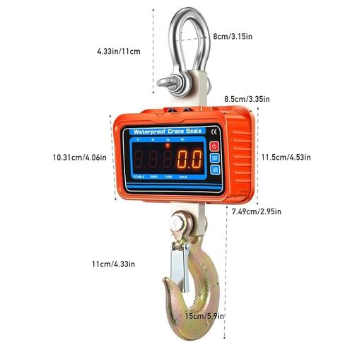 3000kg/6600lbs Digital Crane Scale, Waterproof Industrial Scale, Rechargeable Hanging Scale with Remote Shackle & Hook, Division 0.5kg, LED Display, KG/LBS/N in Kuwait