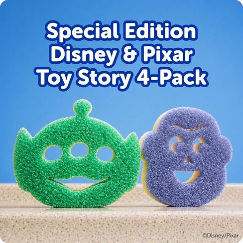 Scrub Daddy Scrub Mommy Toy Story Rocket Ship FlexTexture + ResoFoam Cleaning Sponges - Non-Scratch Sponges for Everyday Cleaning - Kitchen, Bathroom & Outdoor - Kitchen Sponges for Dishes (4 Count) in Kuwait