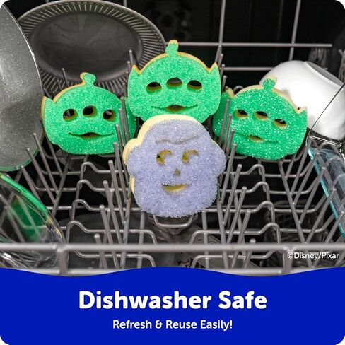 Scrub Daddy Scrub Mommy Toy Story Rocket Ship FlexTexture + ResoFoam Cleaning Sponges - Non-Scratch Sponges for Everyday Cleaning - Kitchen, Bathroom & Outdoor - Kitchen Sponges for Dishes (4 Count) in Kuwait