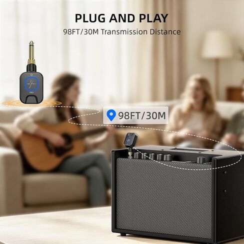 POGOLAB Wireless Guitar System 5.8GHz with Charging Box, Wireless Transmitter Receiver with 6.35mm/3.5mm 2-in-1 plug, 6 Channels, 18H Total Battery Life, for Electric Guitars, Bass in Kuwait